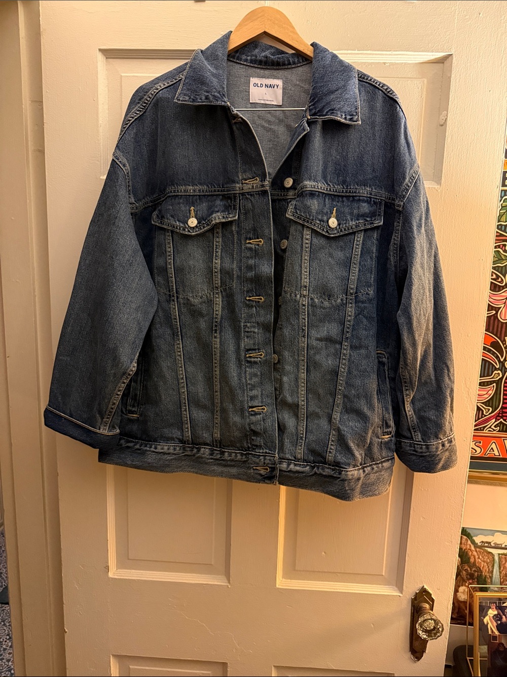Old Navy Dark Blue Jean Jacket - Relaxed Fit Women's Denim Coat